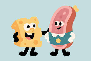 扁平风格芝士和火腿1