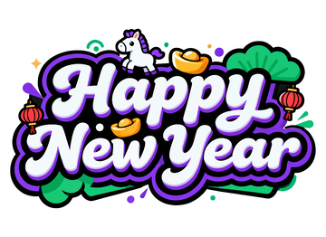 卡通新年祝福图案设计元素