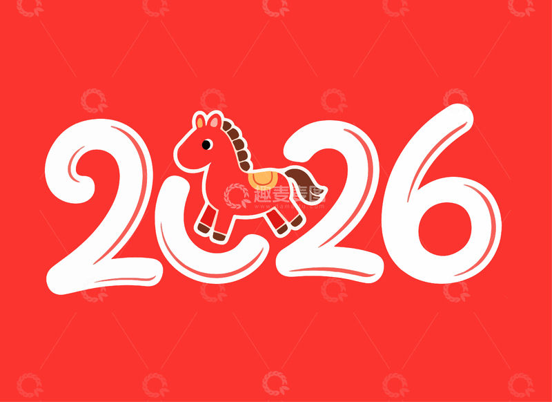源文件下载【趣麦麦图】马年祝福红色背景设计
