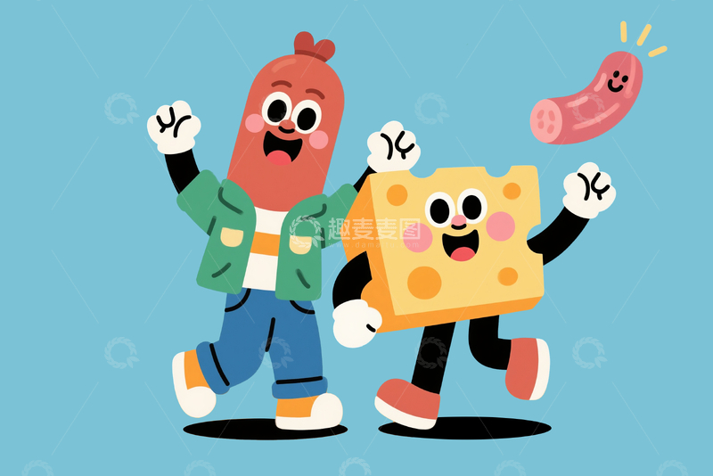 源文件下载【趣麦麦图】扁平风格芝士和火腿3