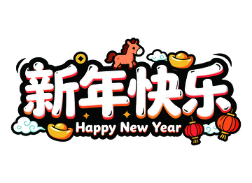 卡通新年快乐祝福图案
