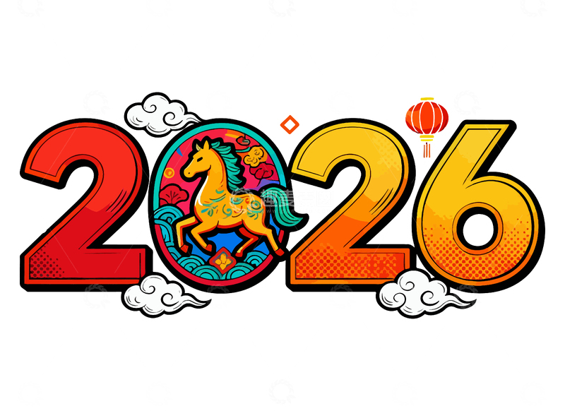 源文件下载【趣麦麦图】2026年马年庆祝插画