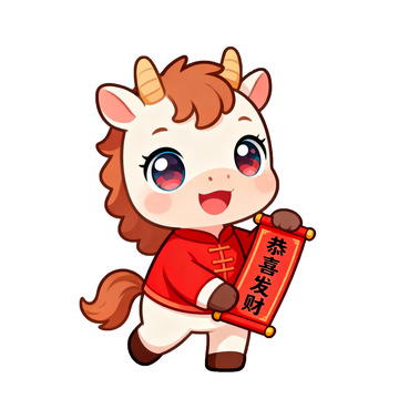 2026年马,春节元素,卡通可爱马