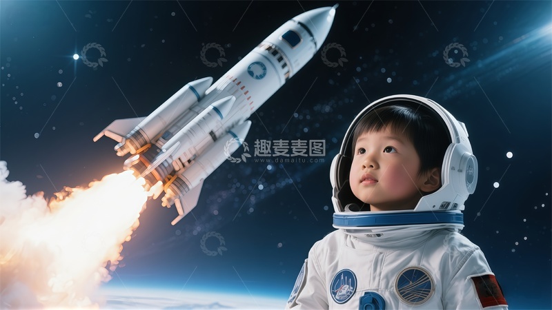 高清大图下载【趣麦麦图】儿童航天梦太空探险图片