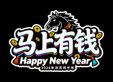 马年新年祝福图案设计