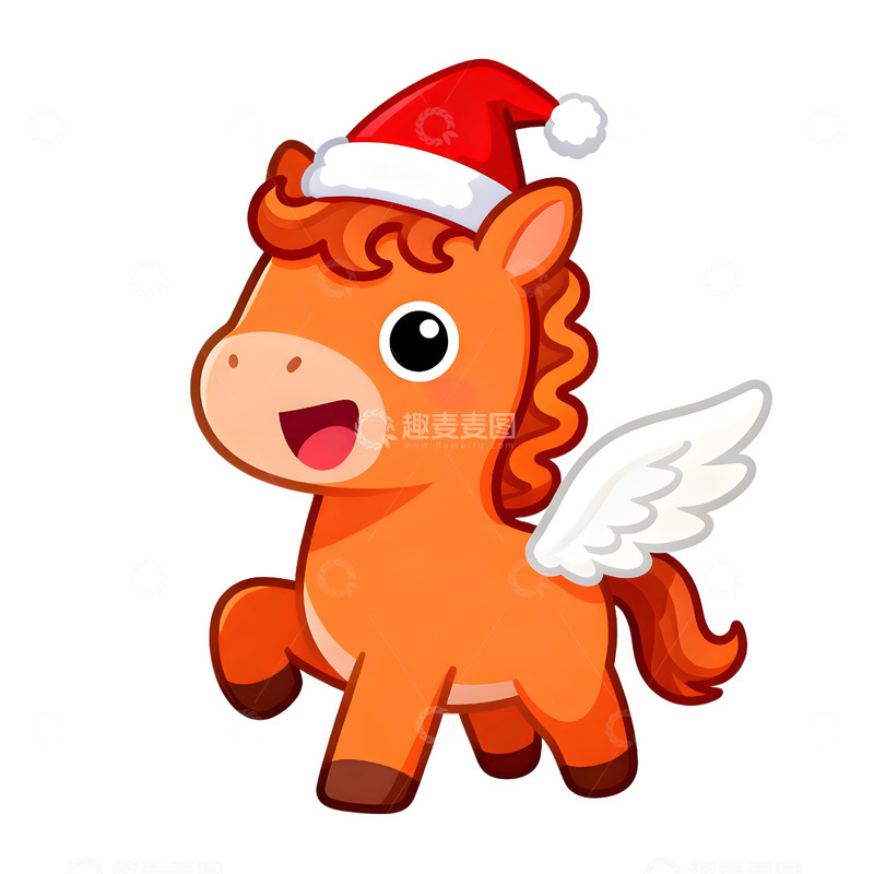 高清大图下载【趣麦麦图】卡通圣诞小马形象贴纸