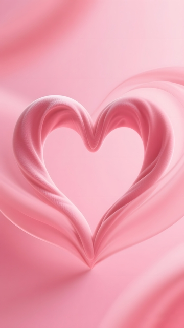 粉嫩心形丝绸艺术摄影