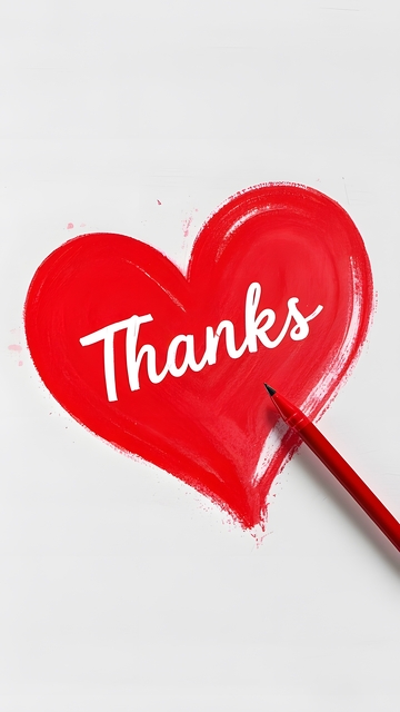 红色爱心感谢画