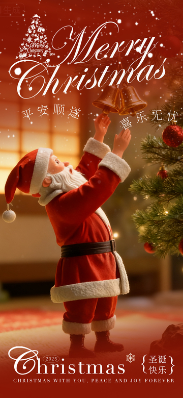 圣诞老人装饰树海报设计素材