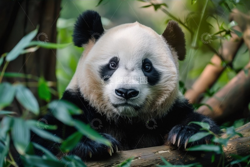 高清大图下载【趣麦麦图】竹林里的一只大熊猫