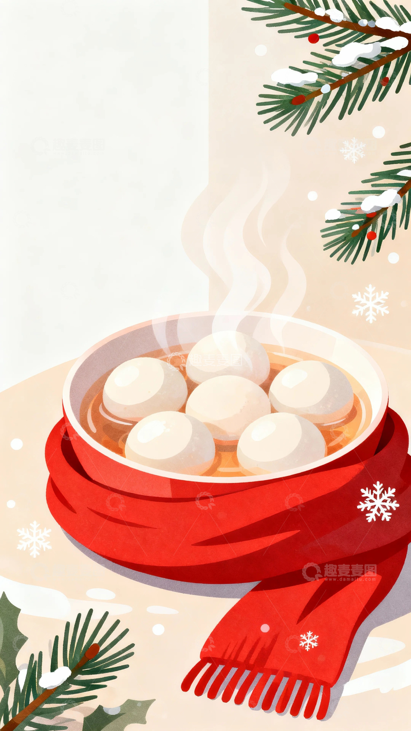 高清大图下载【趣麦麦图】冬至背景节气插画2