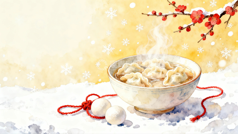 高清大图下载【趣麦麦图】-冬至背景节气插画11