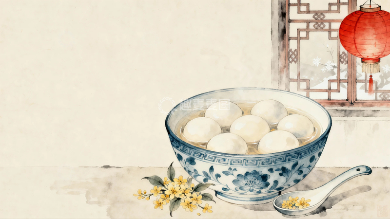 高清大图下载【趣麦麦图】冬至背景插画9