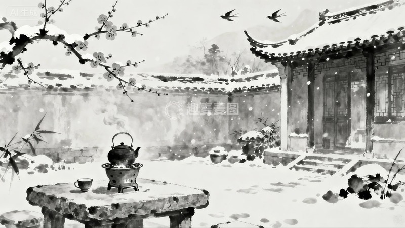 高清大图下载【趣麦麦图】冬至背景插画1