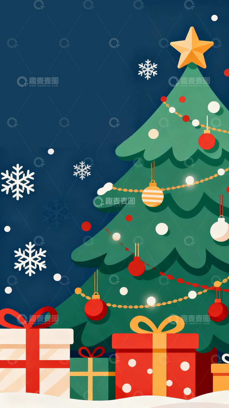 高清大图下载【趣麦麦图】圣诞节卡通插画17