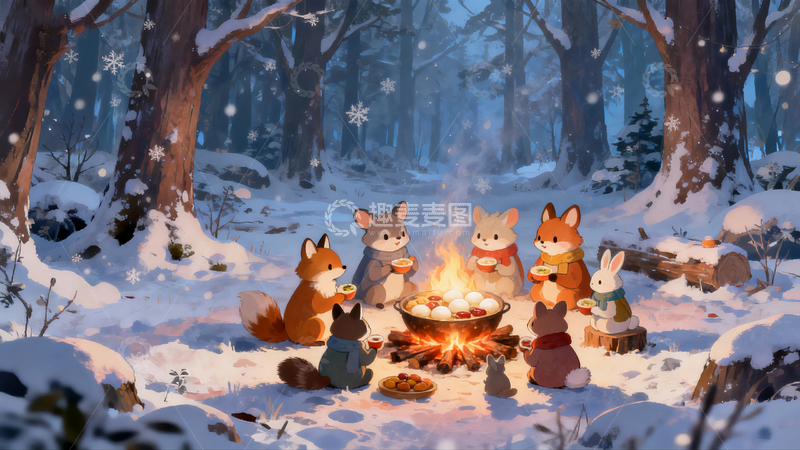 高清大图下载【趣麦麦图】-冬至背景节气插画15