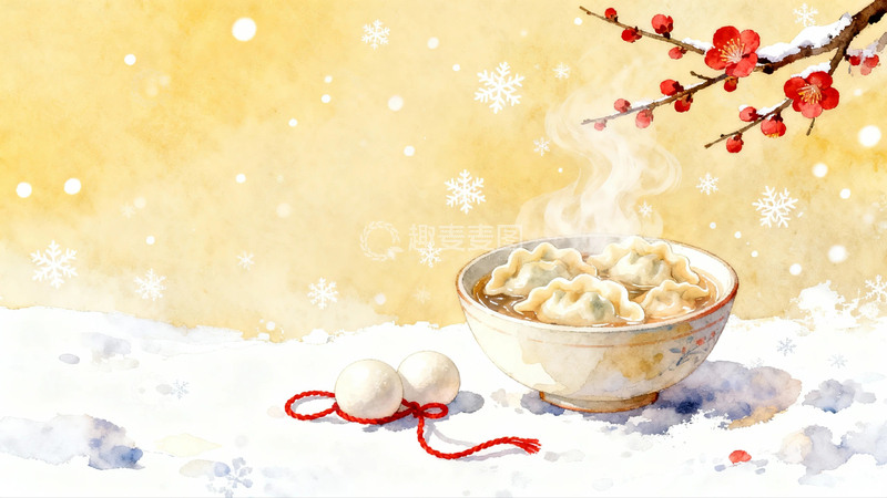 高清大图下载【趣麦麦图】冬至背景节气插画9