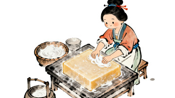 水墨风古代匠人制皂场景插画素材