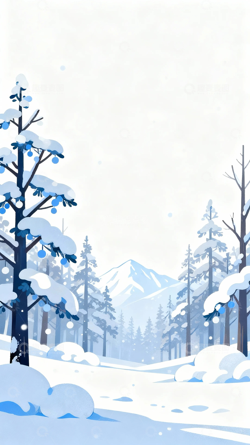 高清大图下载【趣麦麦图】冬至节气背景插画6