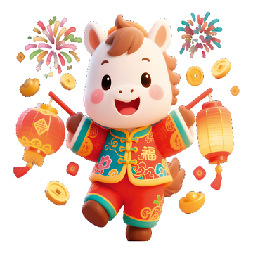 卡通马年庆祝新年插画