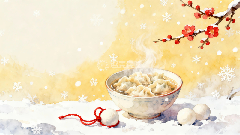 高清大图下载【趣麦麦图】-冬至背景节气插画12