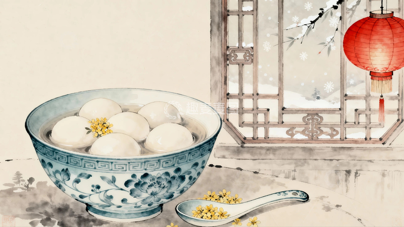 高清大图下载【趣麦麦图】冬至背景插画8