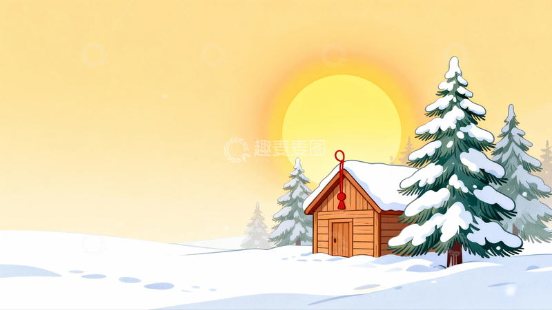 高清大图下载【趣麦麦图】冬至背景节气插画8