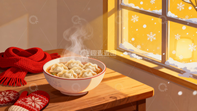 高清大图下载【趣麦麦图】冬至节气背景2