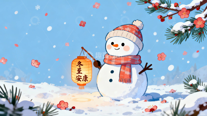 高清大图下载【趣麦麦图】冬至背景插画4