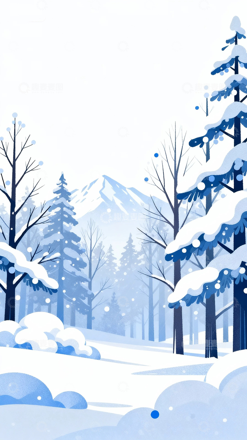 高清大图下载【趣麦麦图】冬至节气背景插画8