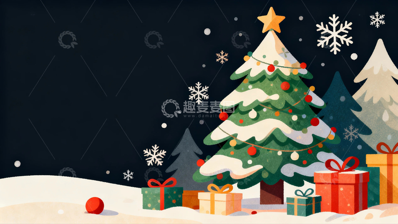 高清大图下载【趣麦麦图】圣诞节背景元素插画10