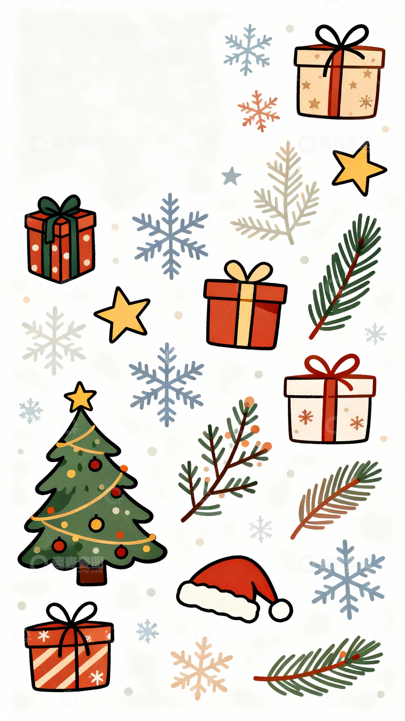 高清大图下载【趣麦麦图】圣诞节背景元素插画5