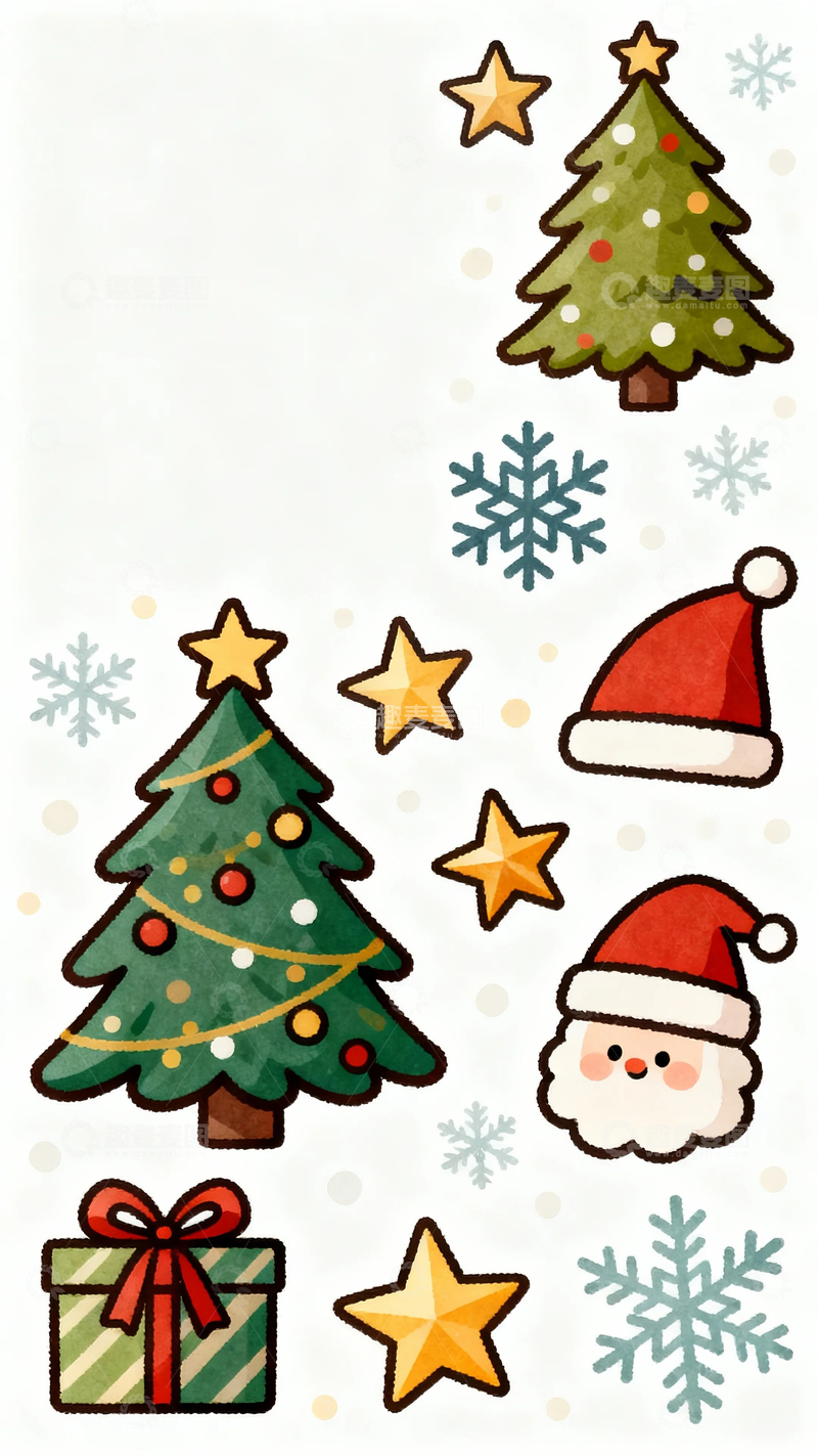 高清大图下载【趣麦麦图】圣诞节背景元素插画3