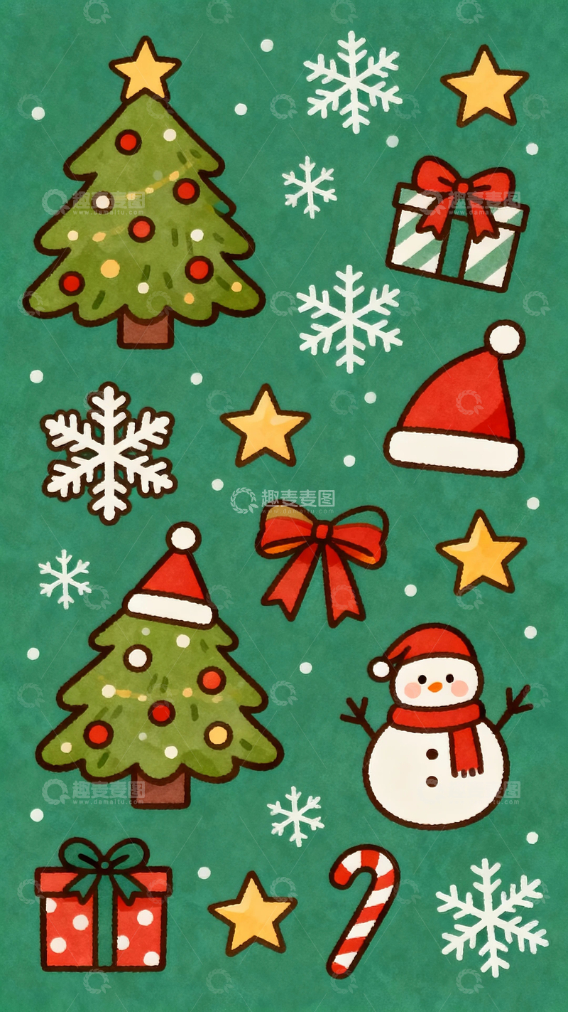 高清大图下载【趣麦麦图】圣诞节背景元素插画2