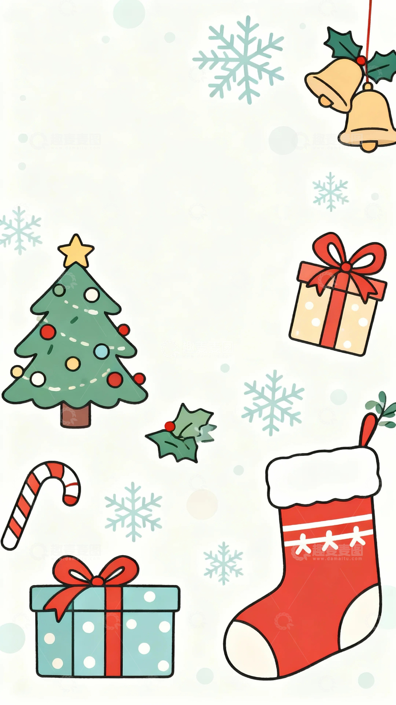高清大图下载【趣麦麦图】圣诞节背景元素插画1