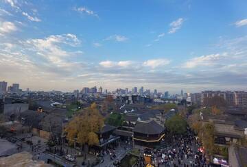城市风光俯瞰古建筑天际线