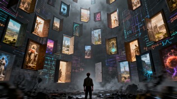 3D渲染科幻场景人物穿越冒险插画素材