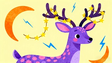 卡通风紫色小鹿创意插画素材