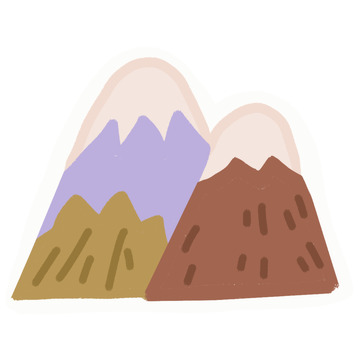 卡通风格多彩山峰插画