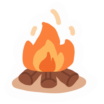 卡通篝火露营插画