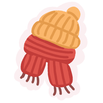 卡通风格帽子围巾设计元素