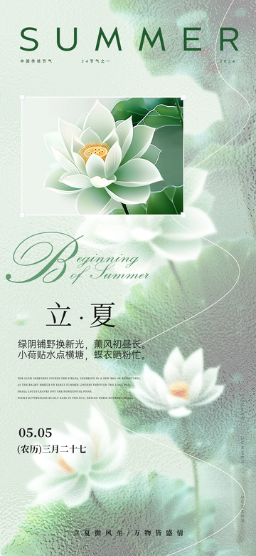 夏日荷花清新海报设计素材