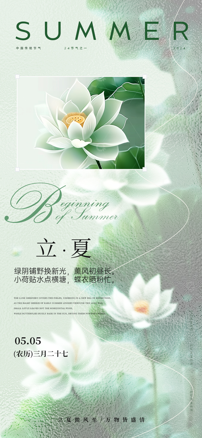 夏日荷花清新海报设计素材