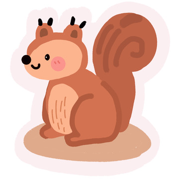卡通松鼠贴纸设计素材