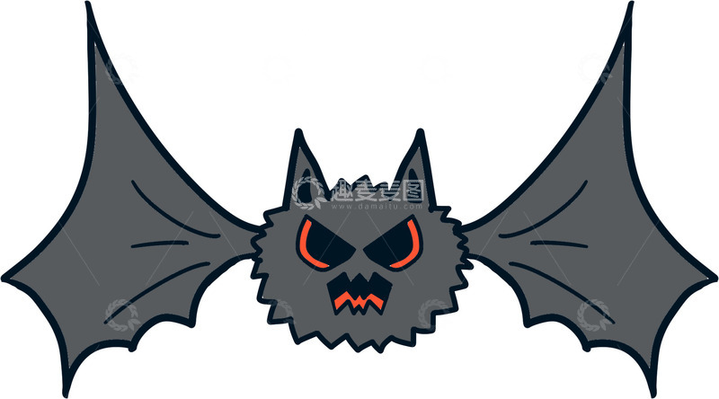 高清大图下载【趣麦麦图】-恐怖蝙蝠卡通形象插画