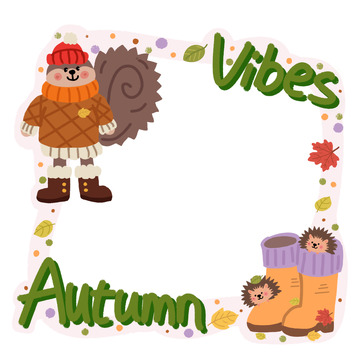 秋日童趣相框设计素材