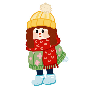 卡通冬季女孩插画