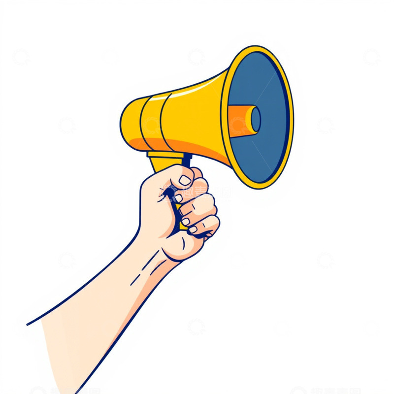 高清大图下载【趣麦麦图】手绘手持喇叭插画