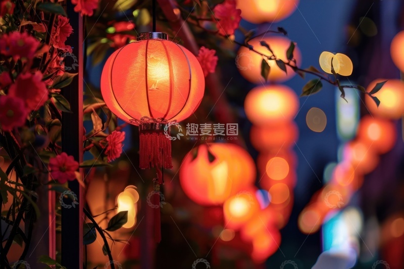 高清大图下载【趣麦麦图】-户外门口挂着的红灯笼