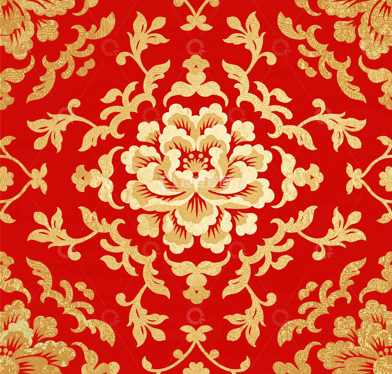 高清大图下载【趣麦麦图】华丽红色花纹图案装饰壁纸